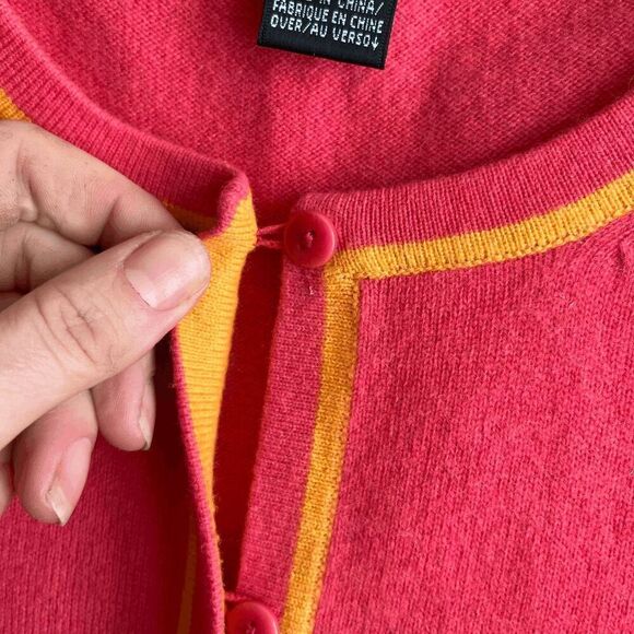 Pink & Peach 100% Cashmere Cardigan - Linda Allard Ellen Tracy - M - Picture 5 of 10